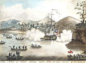 The Natives of Otaheite Attacking Captain Wallis retouched