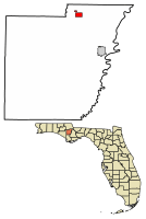 Location of Altha in Calhoun County, Florida.