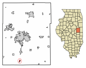 Location of Pesotum in Champaign County, Illinois.