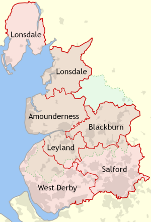 Lancashire hundreds labelled