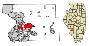 Location of Edwardsville in Madison County, Illinois.