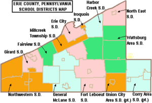 Map of Erie County Pennsylvania School Districts