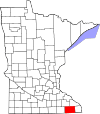 State map highlighting Fillmore County