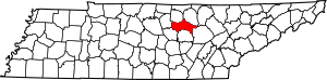 Map of Tennessee highlighting Putnam County