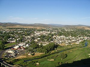 Panorama of Prineville in Crook County, and the Ochoco Mountains.