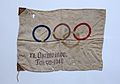 Twelfth Tokyo Olympics (1940 Summer Olympics) souvenir handflag, 1936 AD - Edo-Tokyo Museum - Sumida, Tokyo, Japan - DSC06952