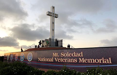 2019 Mt. Soledad National Veterans Memorial at dusk 1.jpg