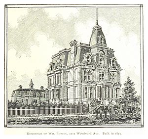 FARMER(1884) Detroit, p495 RESIDENCE OF WM. BOEING, 1101 WOODWARD AVE. BUILT IN 1875