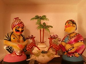 Kondapalli toys at a house in Vijayawada.jpg