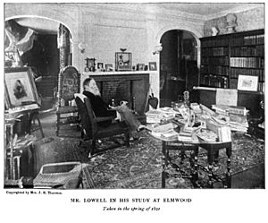 Lowell in his study at elmwood