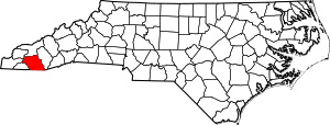 Map of North Carolina highlighting Macon County