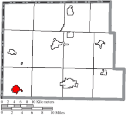 Location of Edgerton in Williams County