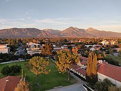 View north from Pomona College, showing the San Gabriel Mountains in the distance