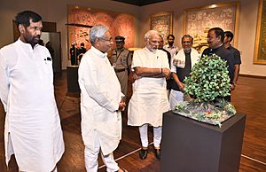 The Prime Minister, Shri Narendra Modi visiting the Bihar Museum, in Patna