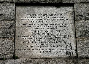 The inscription stone on Rutherfords Monument (geograph 2605592)