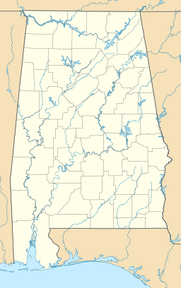 Location of William "Bill" Dannelly Reservoir in Alabama, USA.