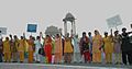 A formation of human chain at India Gate by the women from different walks of life at the launch of a National Campaign on prevention of violence against women, in New Delhi on October 02, 2009