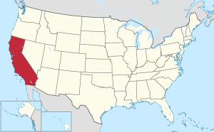 Map of the United States highlighting California