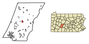 Location of Ebensburg in Cambria County, Pennsylvania.