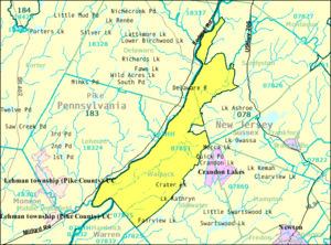 Census Bureau map of ZCTA 07851 Layton, New Jersey