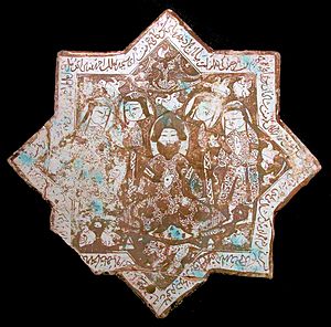 Luster star-shaped tile, dated A.H. 608 ie 1211–12 CE, attributed to Kashan, Iran