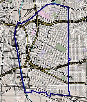 Boundaries of Boyle Heightsas drawn by the Los Angeles Times