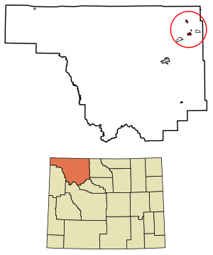 Location of Powell in Park County, Wyoming.