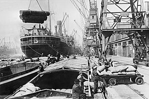Scene in a London Dockyard during the Second World War D1222