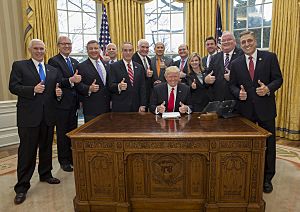 Trump and Pence with members of Congress