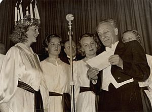 Albert Szent-Gyorgyi at the Santa Lucia feast in Stockholm 1937