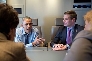 Barack Obama meets with California Democratic Member of Congress Eric Swalwell, 2015