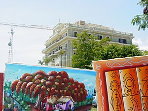 Building with Crane and Street Paintings - Boca Chica - Dominican Republic