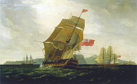 HMS Diadem at the capture of the Cape of Good Hope, by Thomas Whitcombe.