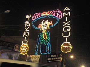 Iluminado de bienvenida en Mixquic