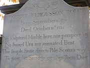 Robert Burns' epitaph on Robert Fergusson's grave, Canongate Kirkyard