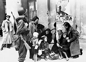 Warsaw 1939 refugees and soldier