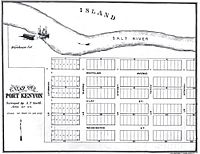 1876 hypothetical plat map showing relative wharf location