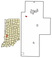 Location of Staunton in Clay County, Indiana.