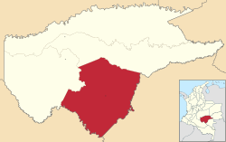 Location of the municipality and town of Miraflores, Guaviare in the Guaviare Department of Colombia.