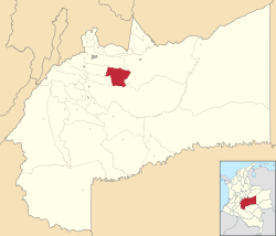 Location of the municipality and town of San Carlos de Guaroa in the Meta Department of Colombia.