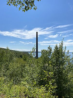 The remains of the smokestack of the Champion Mill