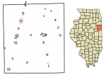 Location of Donovan in Iroquois County, Illinois