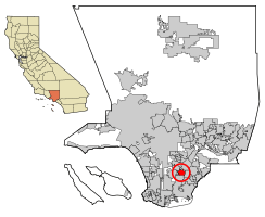Location of Paramount in Los Angeles County, California