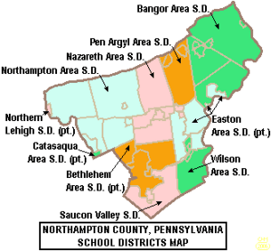 Map of Northampton County Pennsylvania School Districts