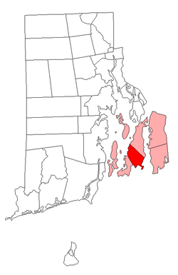 Location of Middletown in Newport County, Rhode Island