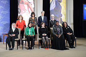 Secretary Kerry, First Lady Michelle Obama, Under Secretary Sherman, Mrs. Heinz Kerry pose with the 2013 International Women of Courage Award Winners.jpg