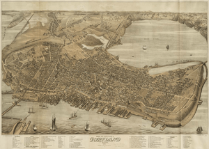 1876 Birds eye view of the city of Portland Maine BPL
