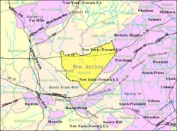 Census Bureau map of Warren Township, New Jersey