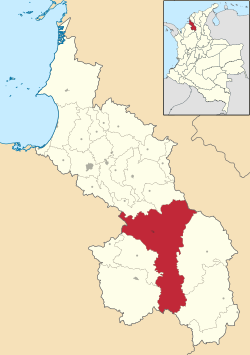 Location of the municipality and town of San Benito Abad in the Sucre Department of Colombia.