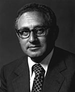 Black-and-white photographic portrait of Henry Kissinger